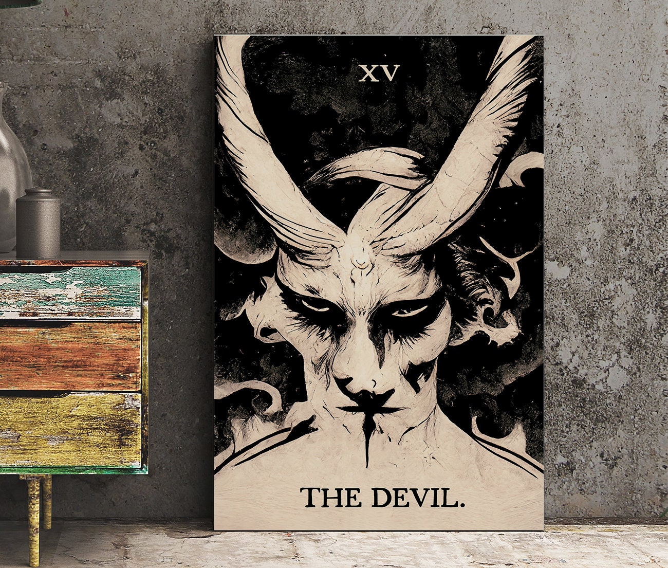 The Devil - Tarot Card Print from the Green Menagerie Tarot - Tarot Card The Devil Card Baphomet Poster, No Frame