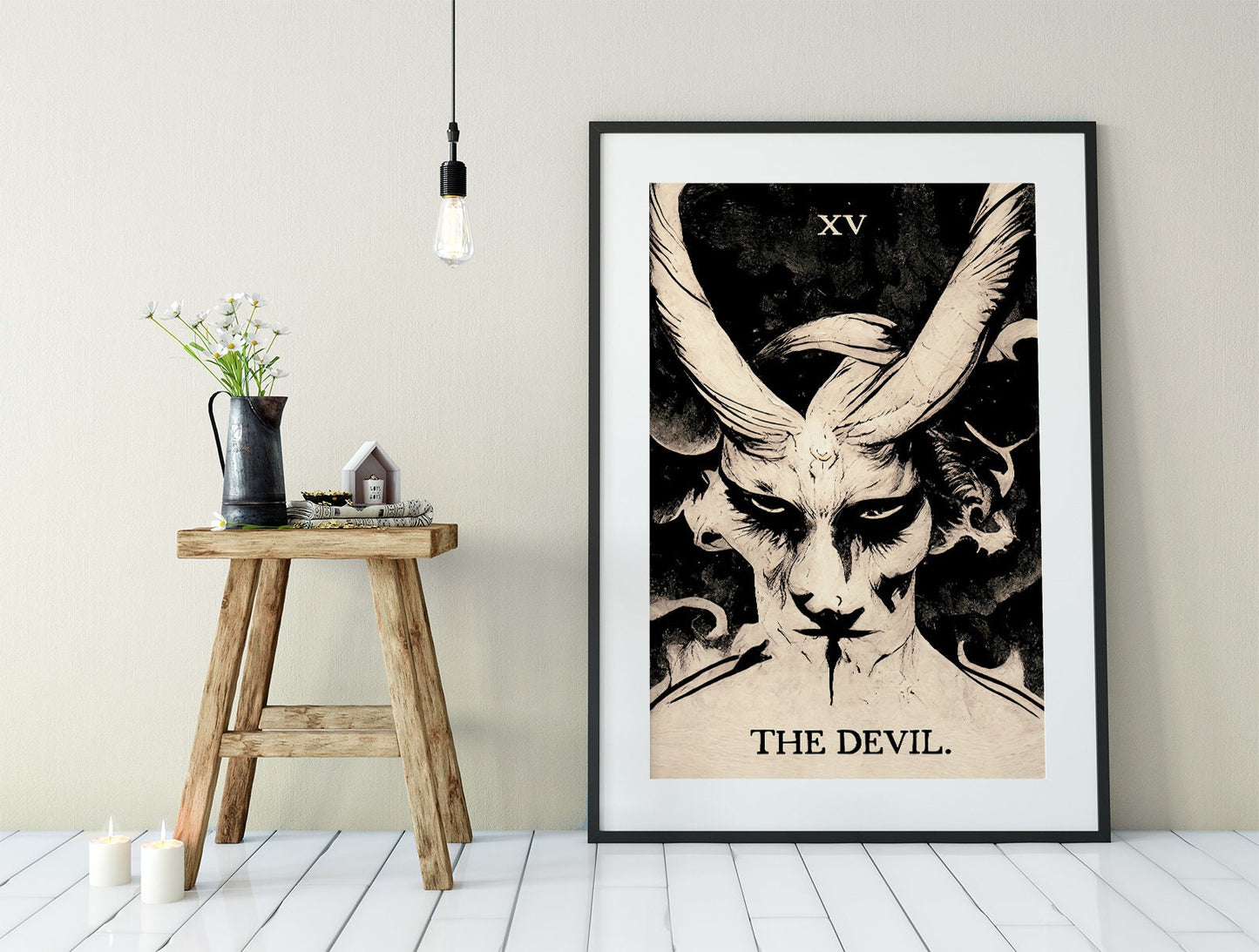 The Devil - Tarot Card Print from the Green Menagerie Tarot - Tarot Card The Devil Card Baphomet Poster, No Frame