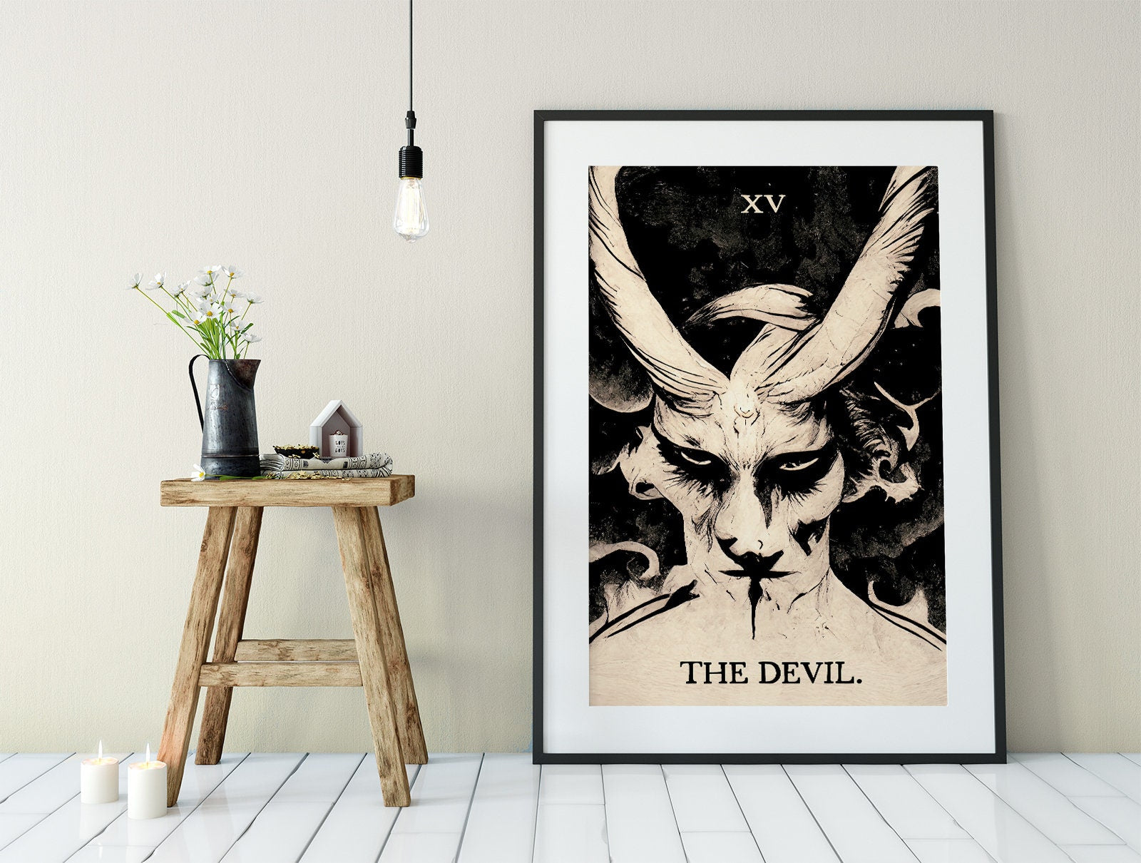 The Devil - Tarot Card Print from the Green Menagerie Tarot - Tarot Card The Devil Card Baphomet Poster, No Frame