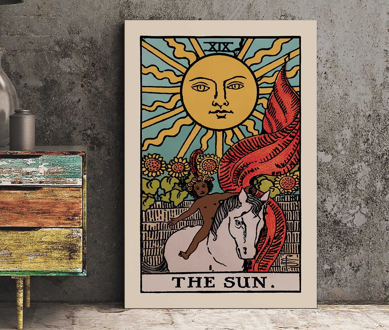 The Sun- Tarot Card Print - The Sun Card Poster, No Frame