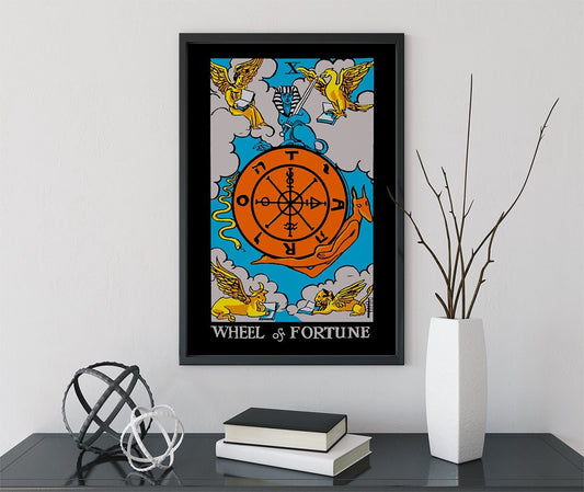 Wheel Of Fortune - Tarot Card Print - Tarot Card The Wheel Of Fortune Bright Card Color Block Poster Eclectic Tarot, No Frame