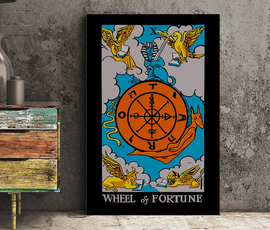 Wheel Of Fortune Tarot Card Print Color Block Poster Wall Art For Mystical Destiny Decor by My Store
