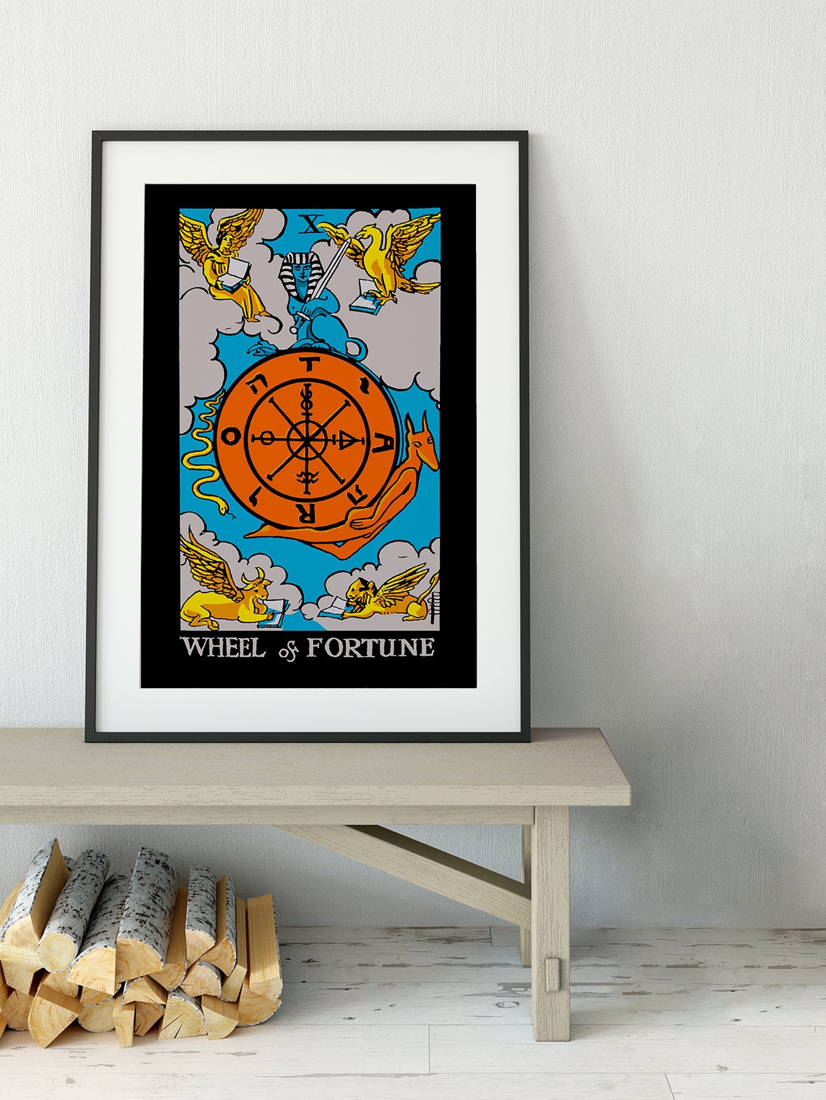 Wheel Of Fortune - Tarot Card Print - Tarot Card The Wheel Of Fortune Bright Card Color Block Poster Eclectic Tarot, No Frame