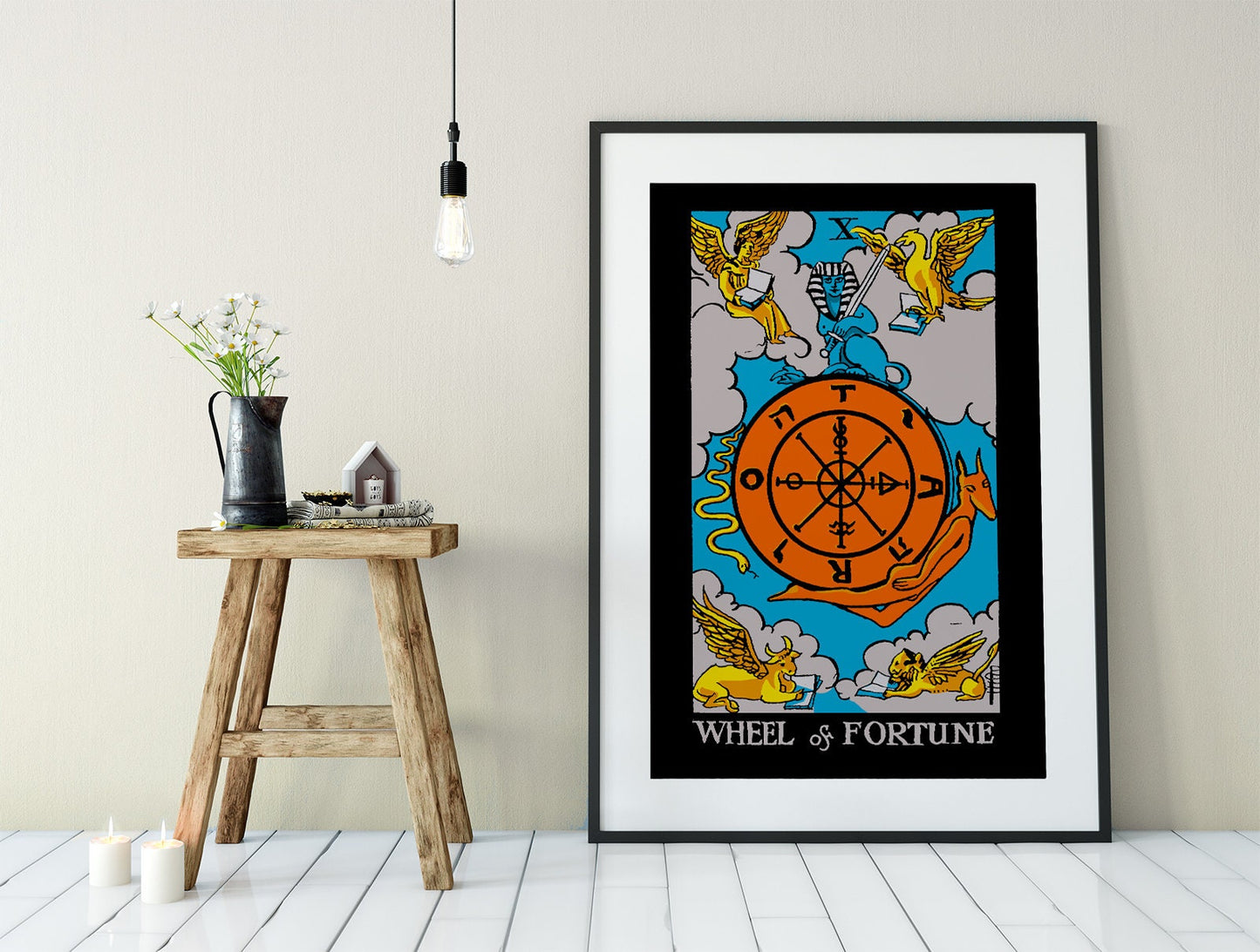 Wheel Of Fortune - Tarot Card Print - Tarot Card The Wheel Of Fortune Bright Card Color Block Poster Eclectic Tarot, No Frame
