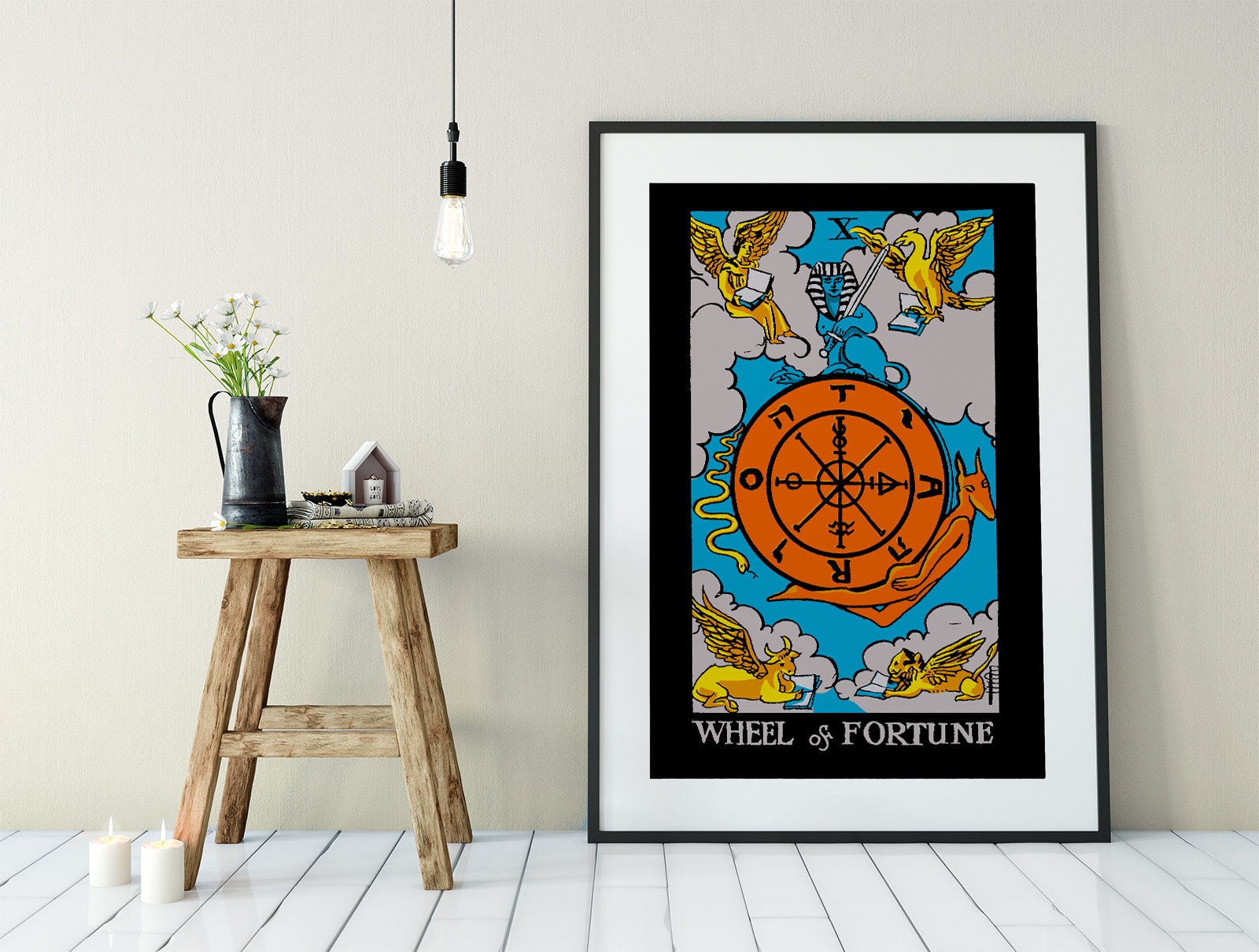 Wheel Of Fortune - Tarot Card Print - Tarot Card The Wheel Of Fortune Bright Card Color Block Poster Eclectic Tarot, No Frame