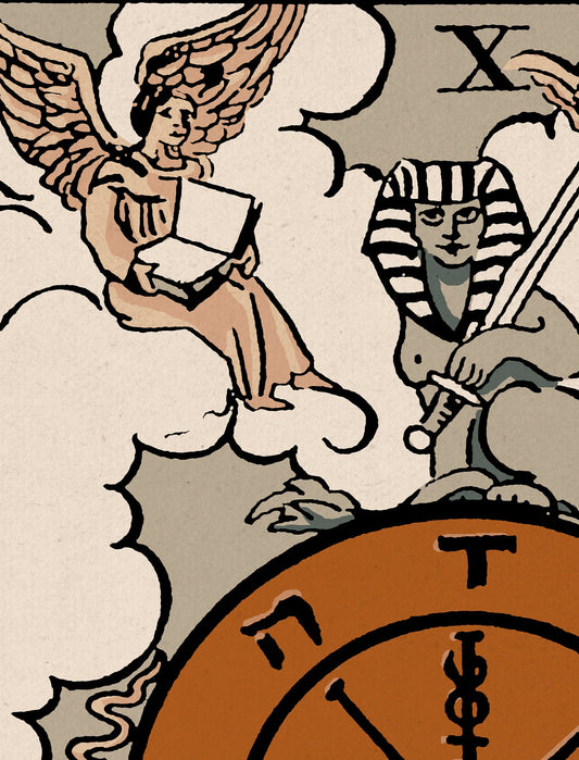 Wheel Of Fortune Tarot Card Print Color Block Poster With Neutral Elegant Design by My Store