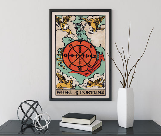 Wheel Of Fortune - Tarot Card Print - Tarot Card The Wheel Of Fortune Card Poster, No Frame