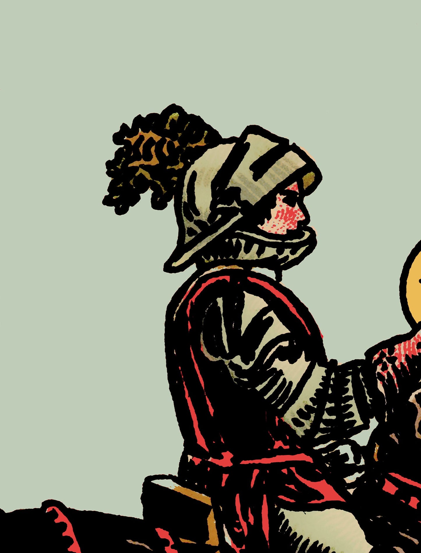 Knight of Pentacles- Tarot Card Print - The Knight of Pentacles Blue Sky Card Poster, No Frame