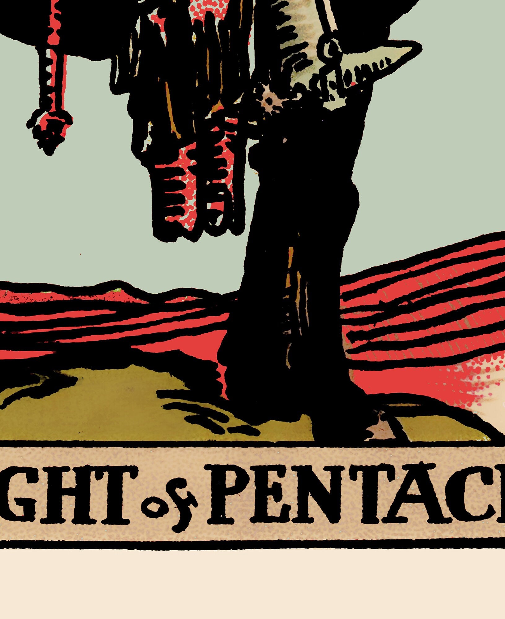 Knight of Pentacles- Tarot Card Print - The Knight of Pentacles Blue Sky Card Poster, No Frame