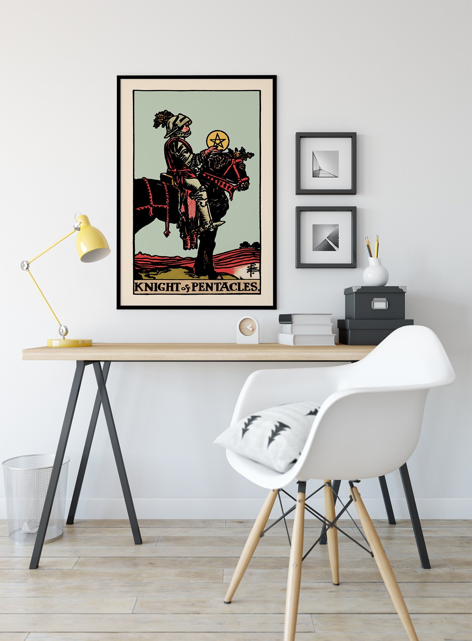Knight of Pentacles- Tarot Card Print - The Knight of Pentacles Blue Sky Card Poster, No Frame