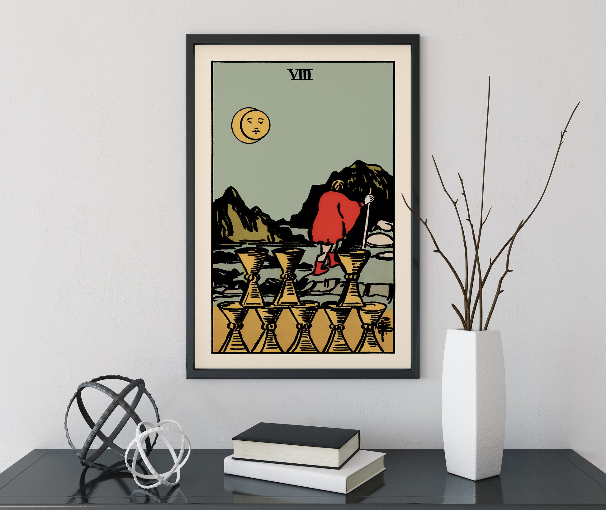 8 of Cups- Tarot Card Print - The Eight of Cups Card Poster, No Frame