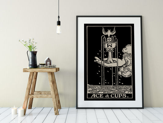 Ace Of Cups Tarot Card Print Poster Elegant Wall Art For Tarot Enthusiasts And Spiritual Decor by My Store