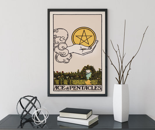 Ace Of Pentacles- Tarot Card Print - The Ace Of Pentacles Card Poster, No Frame