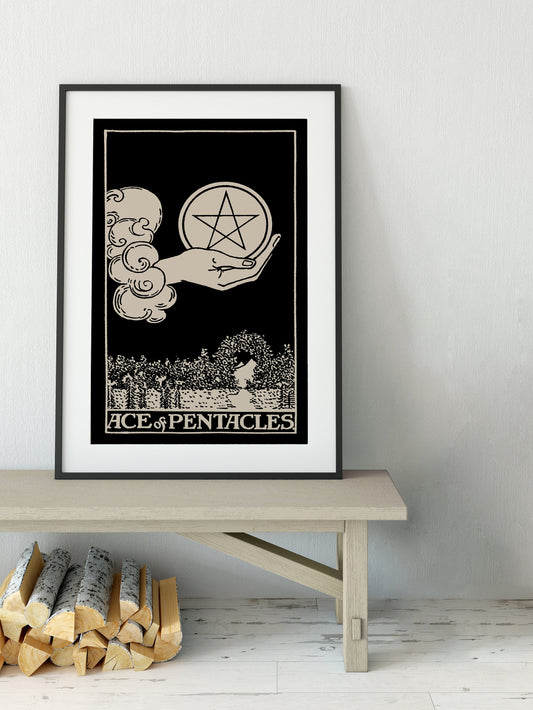 Ace Of Pentacles Tarot Card Print No Frame Poster Art For Abundance And Manifestation by My Store