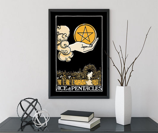 Ace Of Pentacles- Tarot Card Print from the Green Menagerie Tarot - The Ace Of Pentacles Card Poster, No Frame
