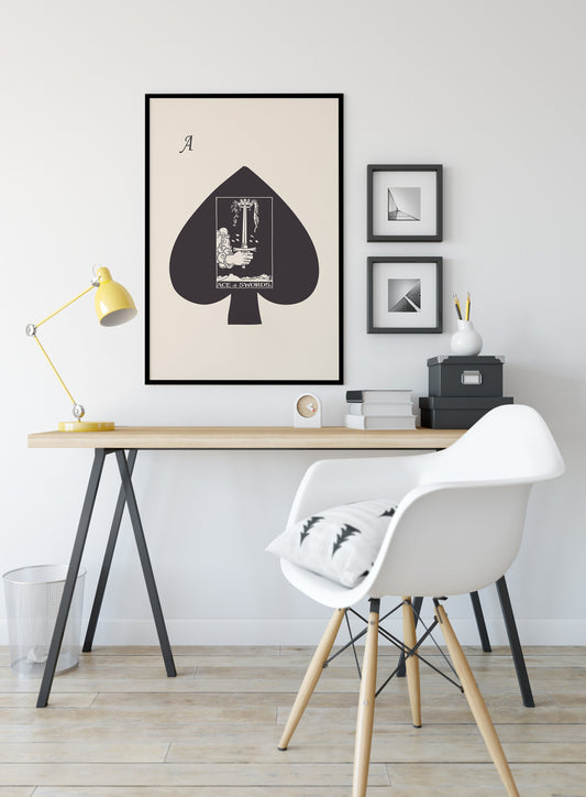 Ace of Swords- Tarot Card Print - The Ace Of Spades Playing Card Poster, No Frame