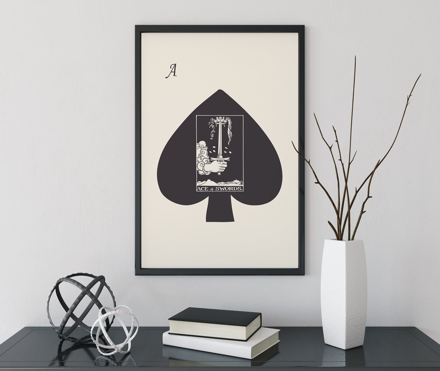 Ace of Swords- Tarot Card Print - The Ace Of Spades Playing Card Poster, No Frame