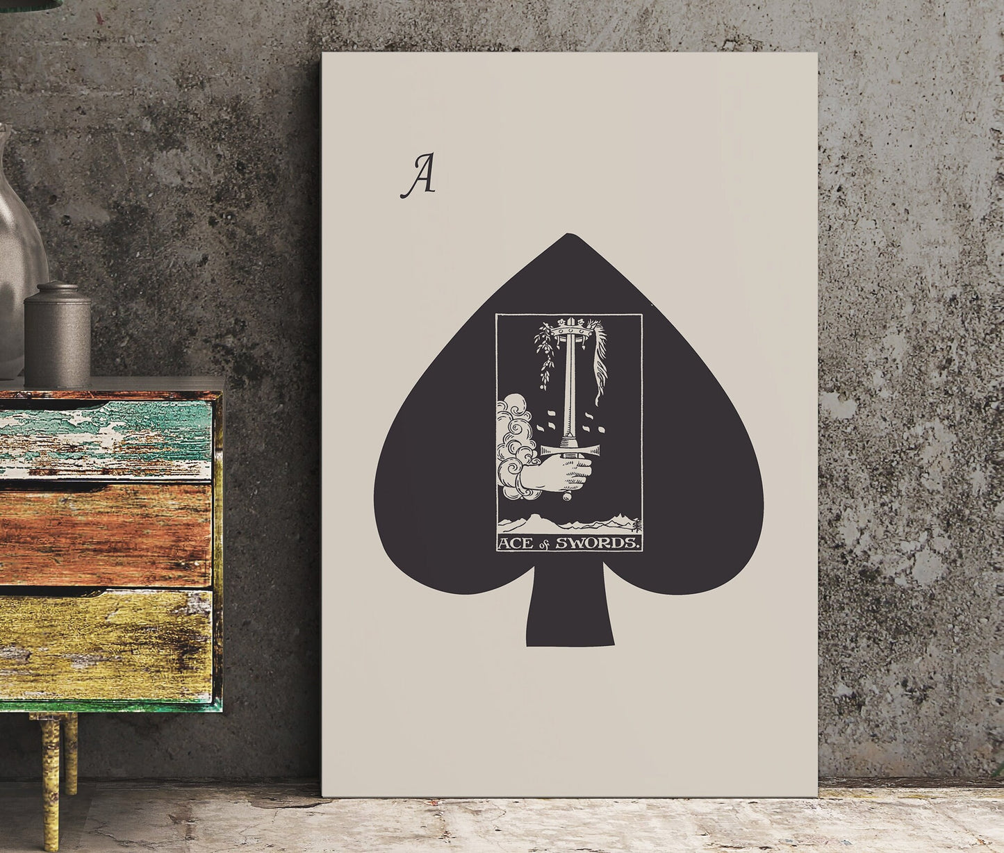 Ace of Swords- Tarot Card Print - The Ace Of Spades Playing Card Poster, No Frame