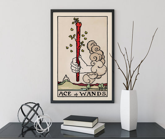 Ace of Wands- Tarot Card Print - The Ace of Wands Card Poster, No Frame