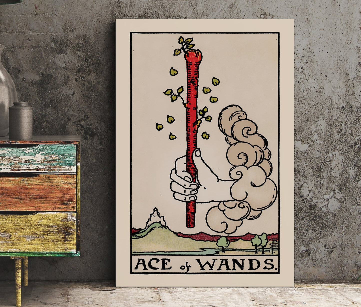Ace of Wands- Tarot Card Print - The Ace of Wands Card Poster, No Frame