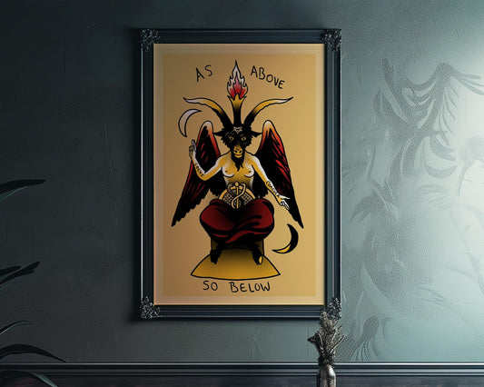 Baphomet Tattoo Poster As Above So Below No Frame Art Print Horned Goat Of Mendes by My Store