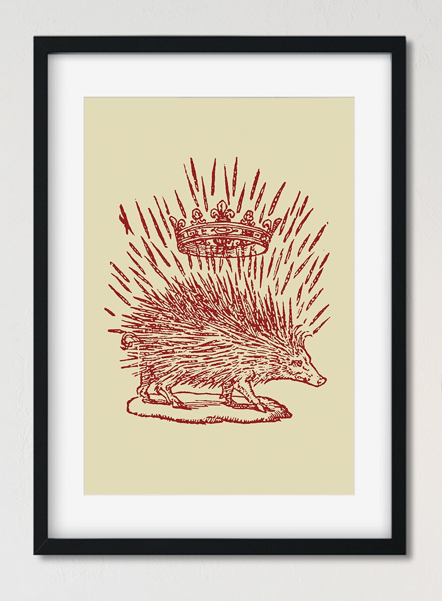 Four Minimalist French Emblems Caduceus (Medicine Symbol), Porcupine and Deer with Crown - by Claude Paradin - Devises heroïques (1557)