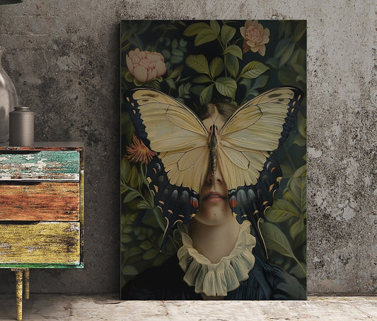 Butterfly Mask Poster - Gothic Poster - Cottagecore Gothic - Victorian Gothic Butterfly Eyes, No Frame