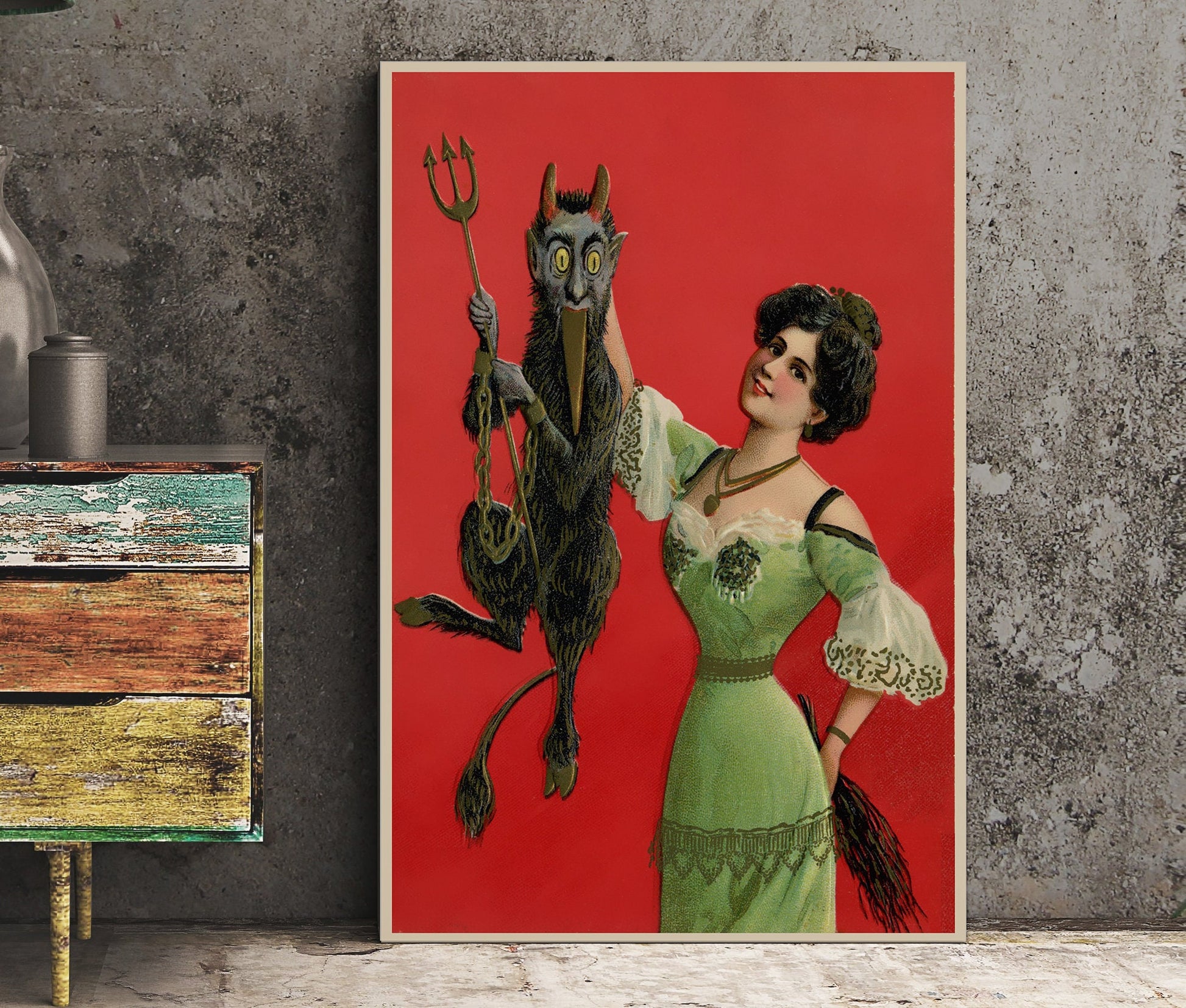 Christmas Print - Krampus Christmas Holiday Card Poster, No Frame