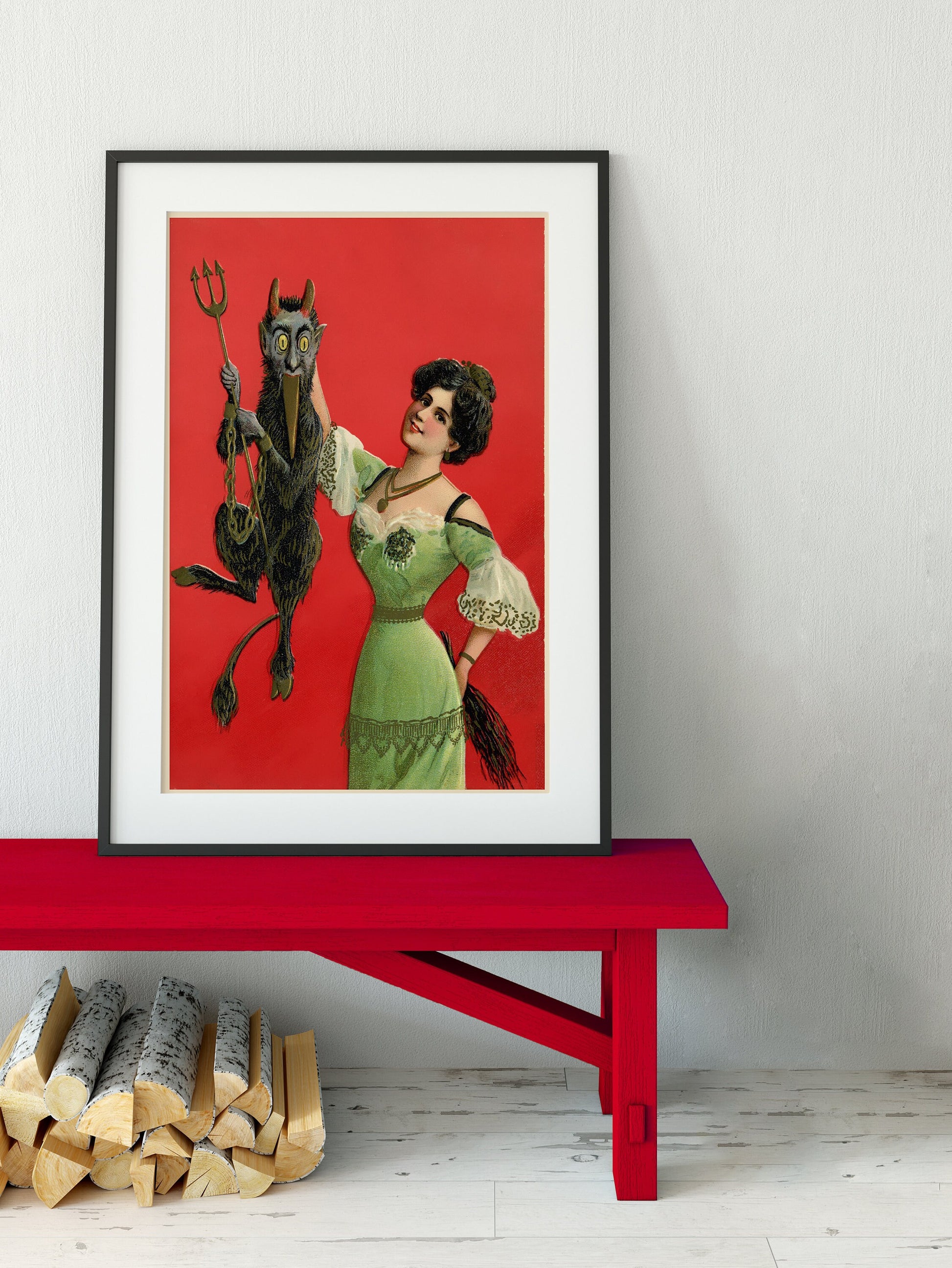 Christmas Print - Krampus Christmas Holiday Card Poster, No Frame