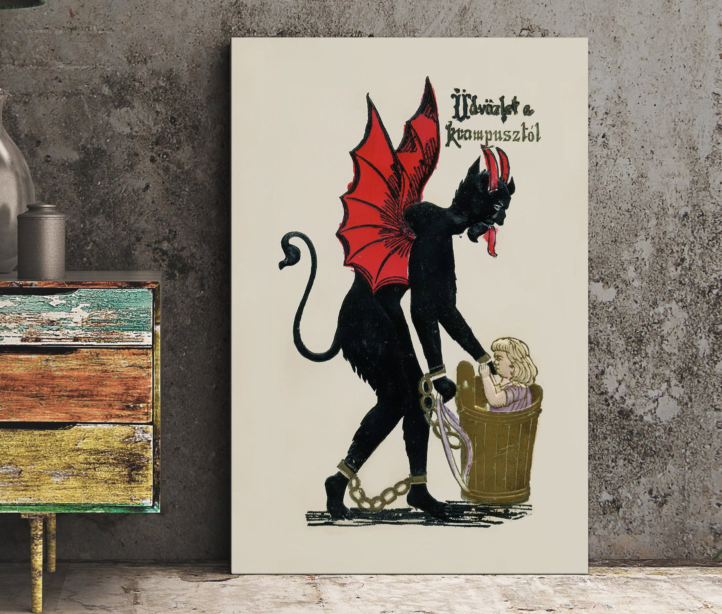Christmas Print - Krampus Christmas Holiday Card Poster, No Frame