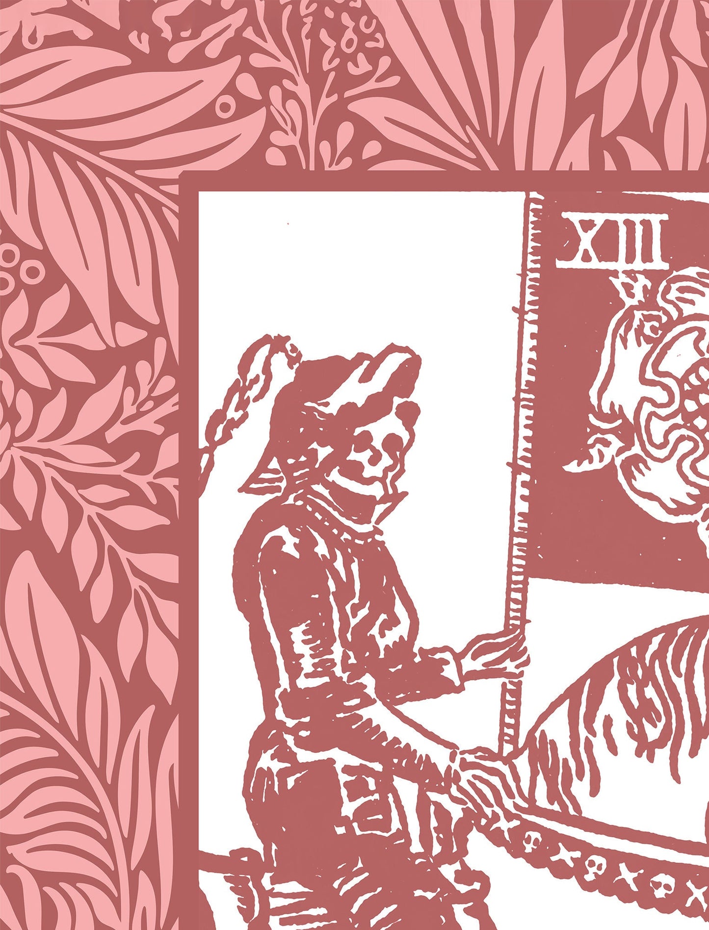 Death - Pink & White Tarot Card Print - The Death Card Pink Poster, No Frame