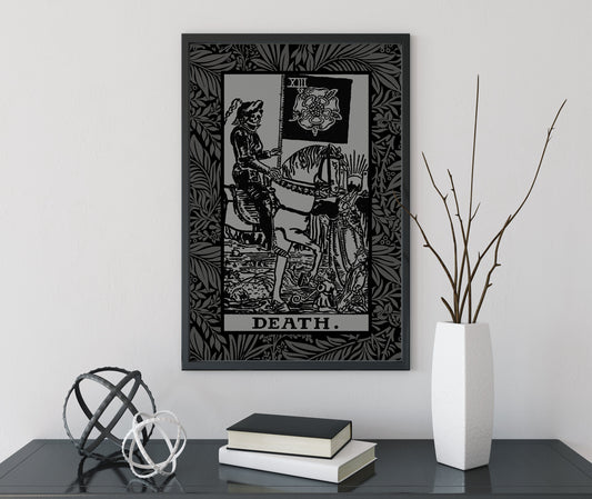 Death Tarot Card Gray and Black Print - The Death Card Grey Poster, No Frame