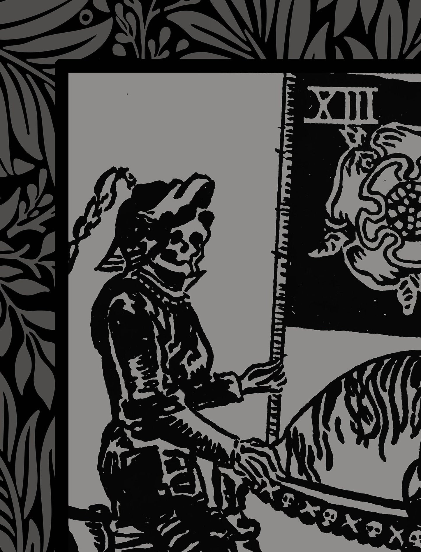 Death Tarot Card Gray and Black Print - The Death Card Grey Poster, No Frame