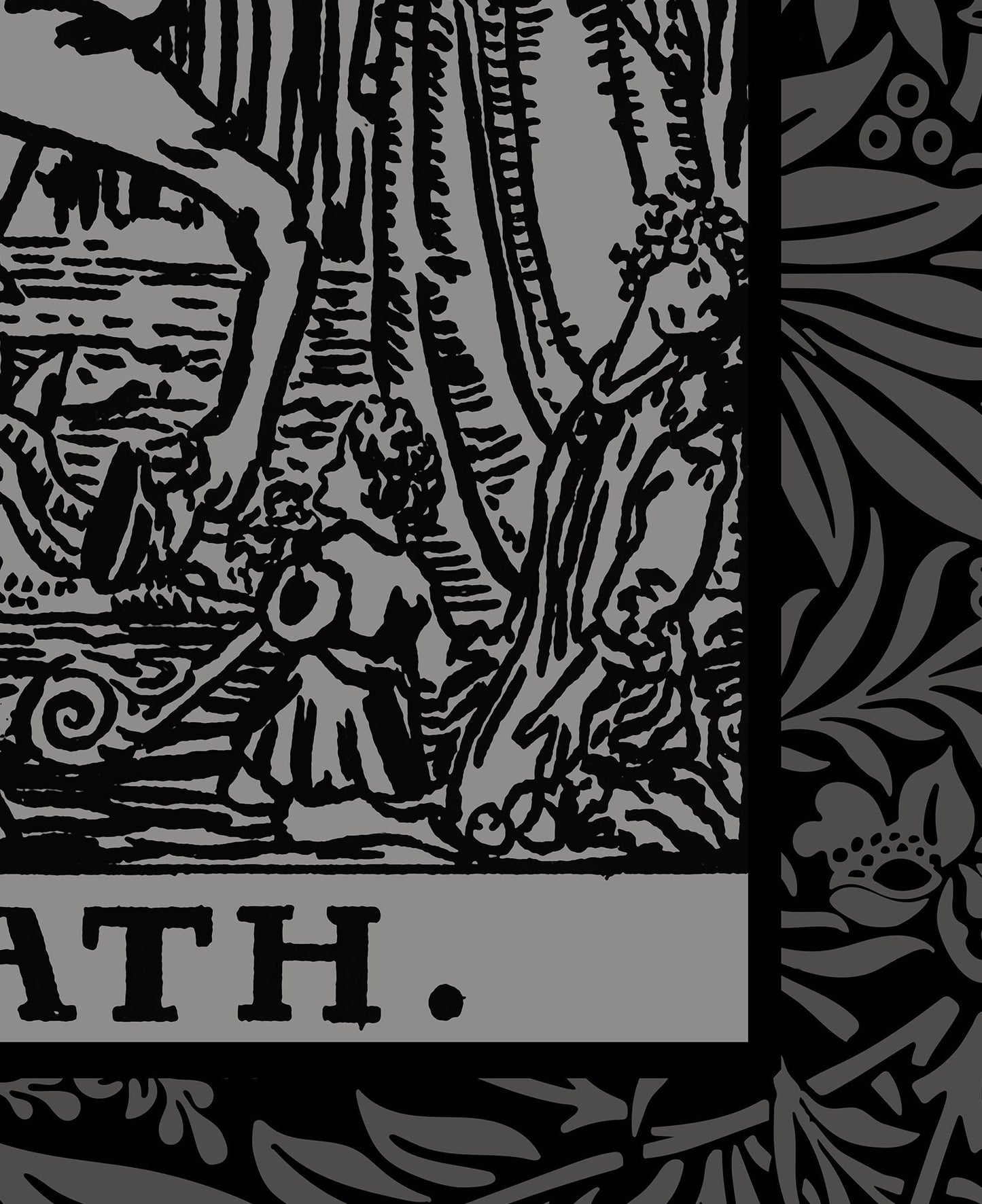 Death Tarot Card Gray and Black Print - The Death Card Grey Poster, No Frame