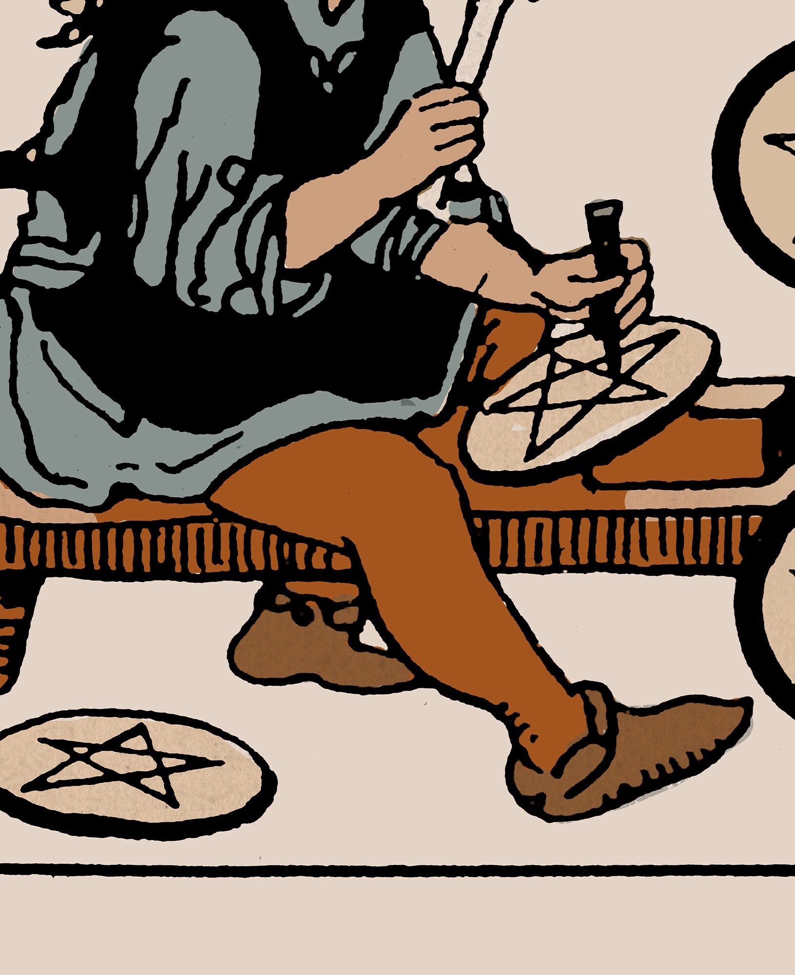 Eight of Pentacles - Tarot Card Print - The 8 of Pentacles Neutral Vibes Card Poster, No Frame