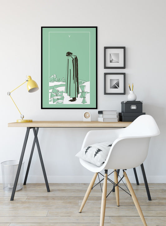 Five of Cups - Tarot Card Print from the Green Menagerie Deck Coming To Kickstarter Soon - The Five of Cups Card Poster, No Frame