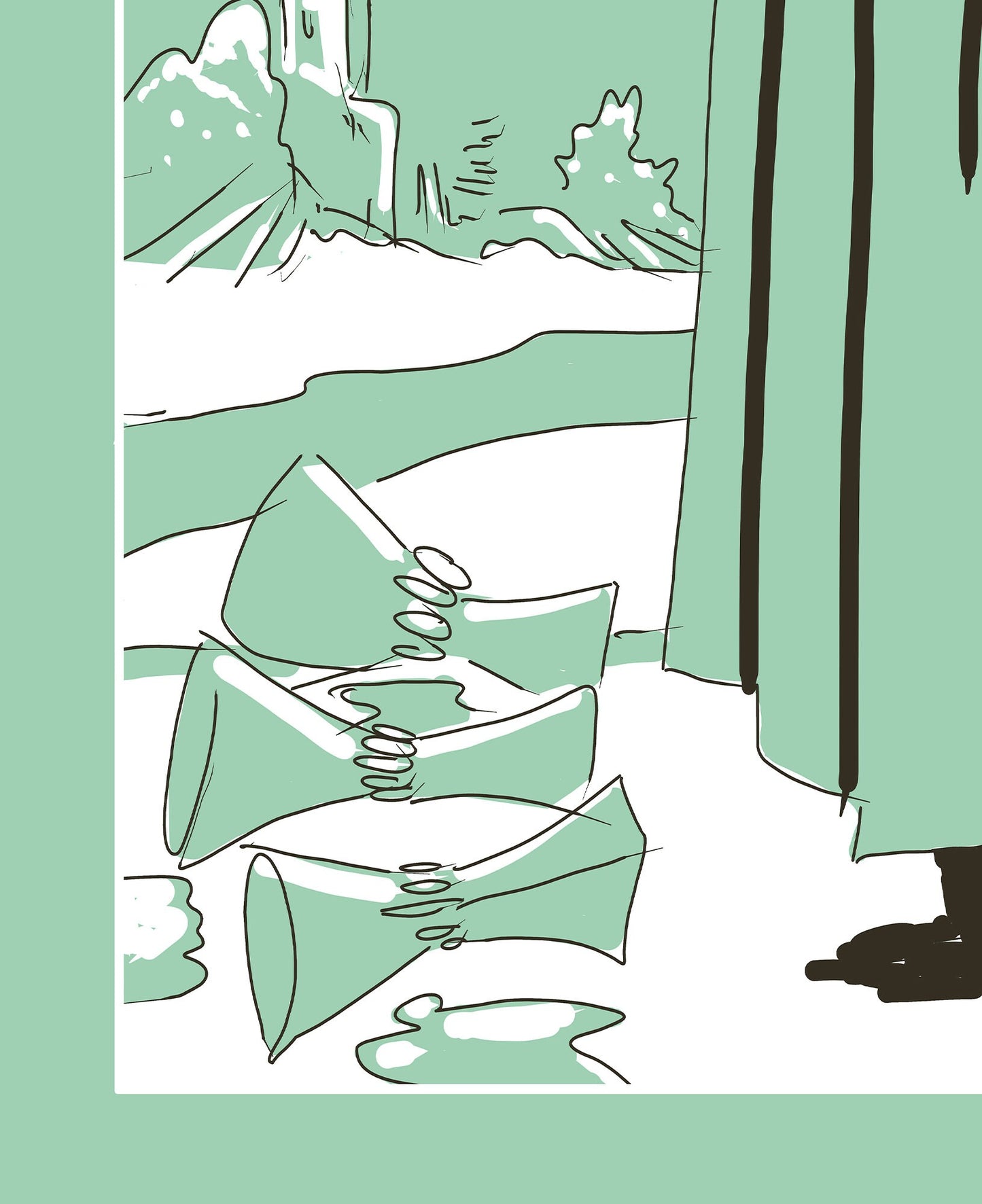 Five of Cups - Tarot Card Print from the Green Menagerie Deck Coming To Kickstarter Soon - The Five of Cups Card Poster, No Frame