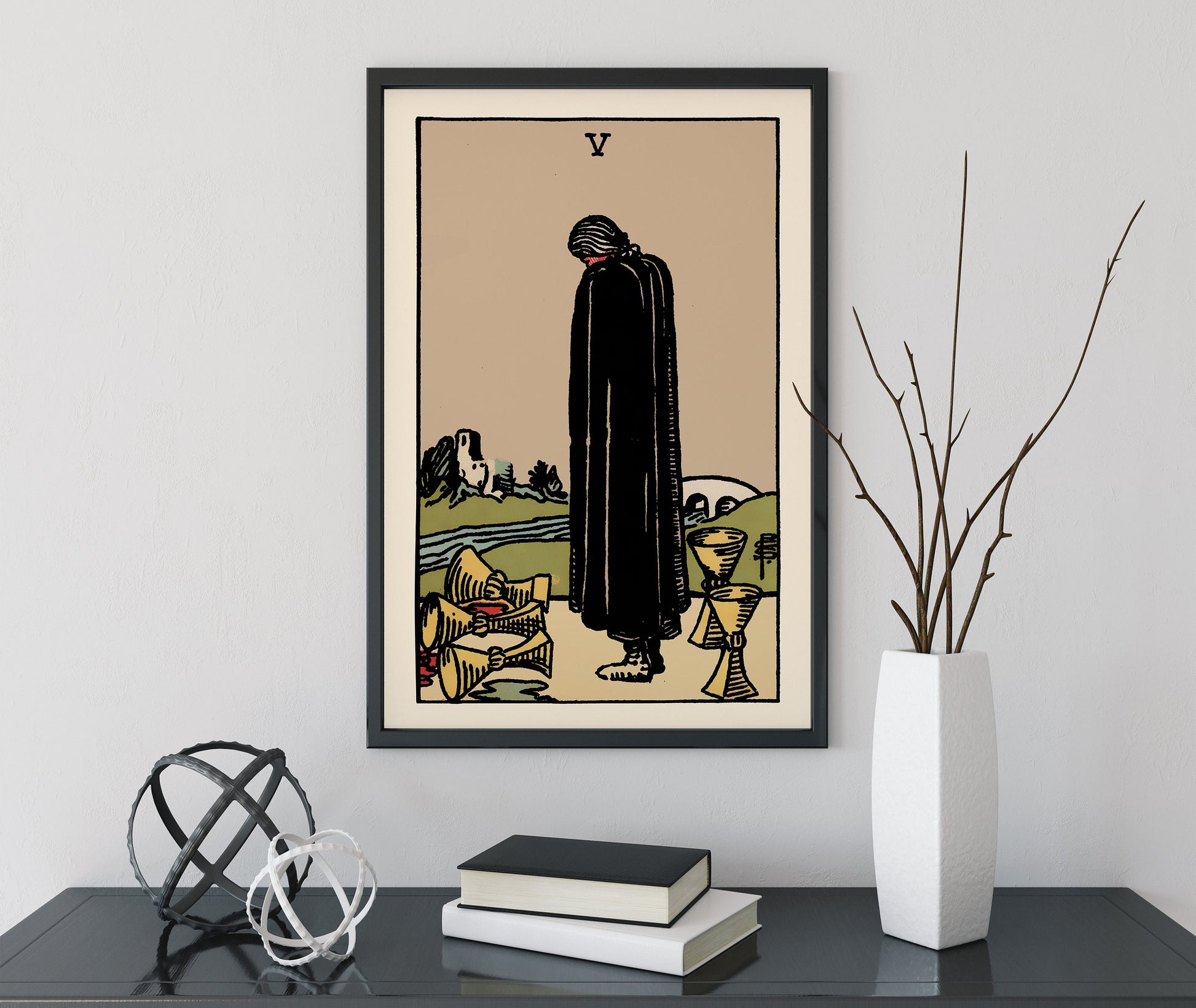 Five of Cups - Tarot Card Print - The Five of Cups Card Poster, No Frame