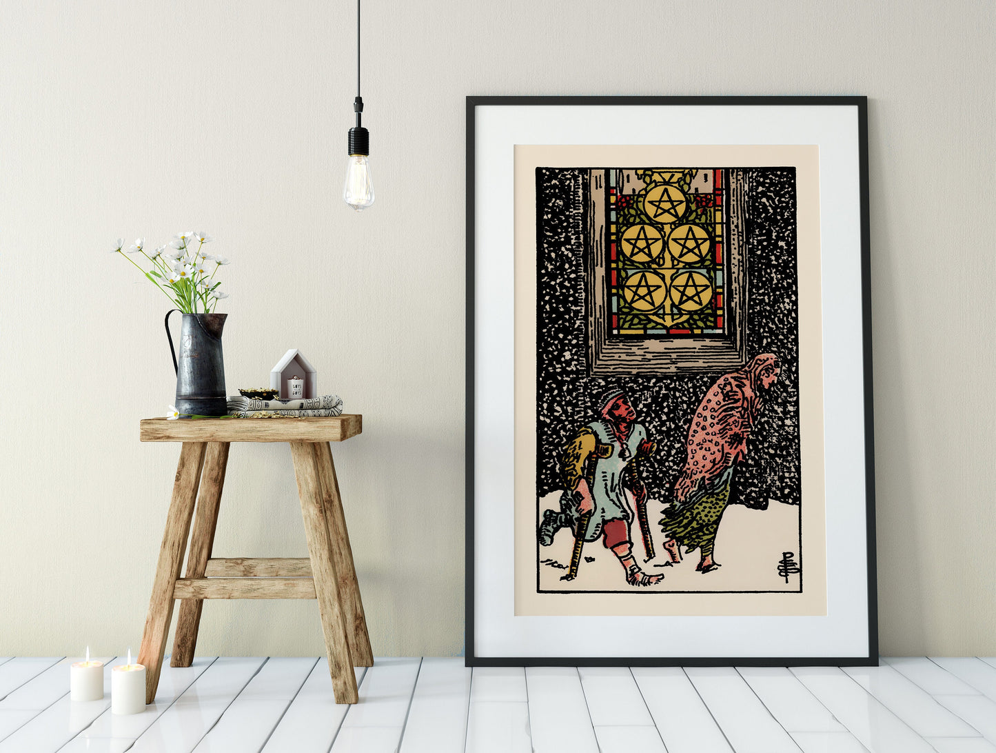 Five of Pentacles- Tarot Card Print - The Five of Pentacles Card Poster, No Frame