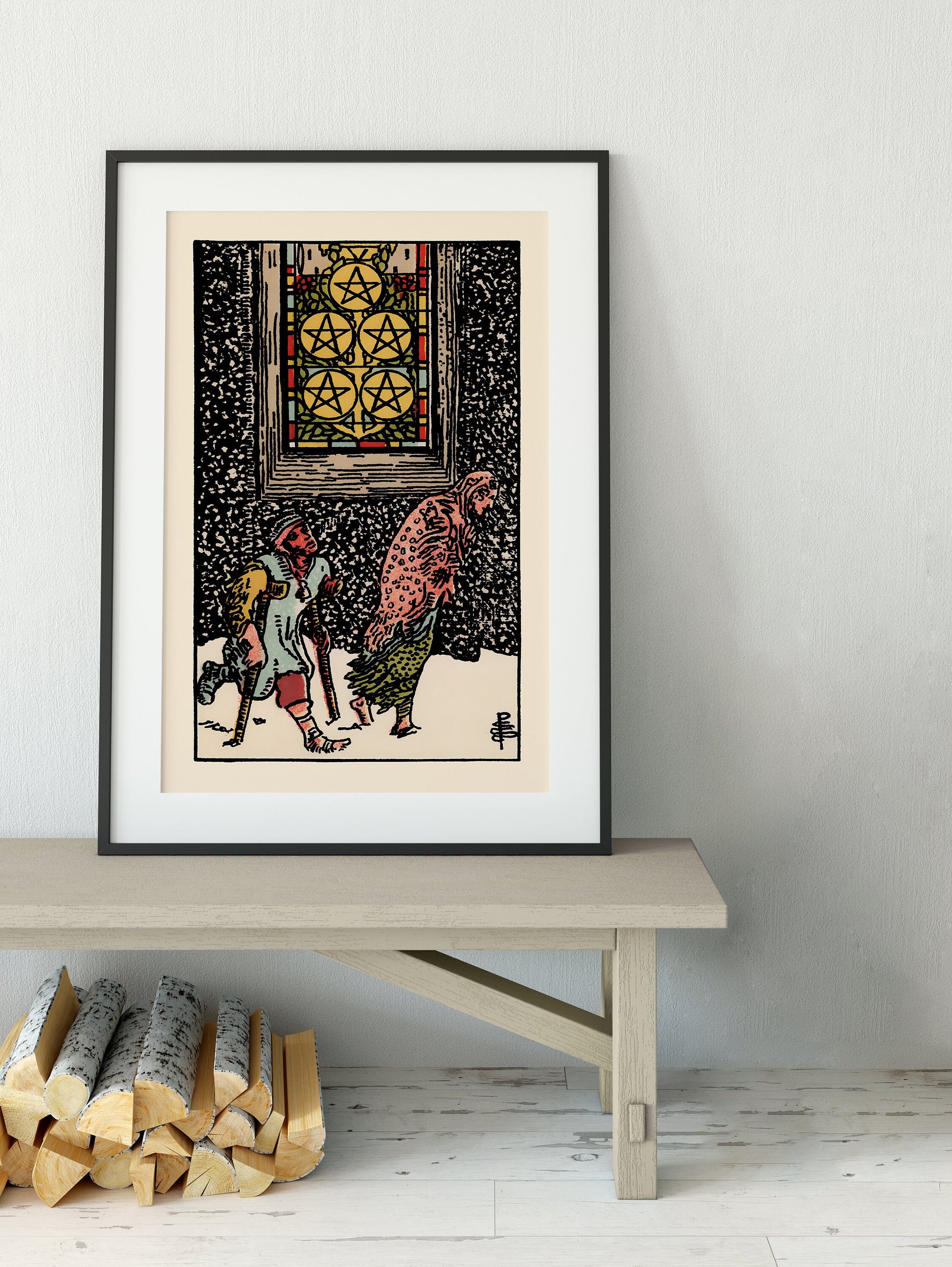 Five of Pentacles- Tarot Card Print - The Five of Pentacles Card Poster, No Frame