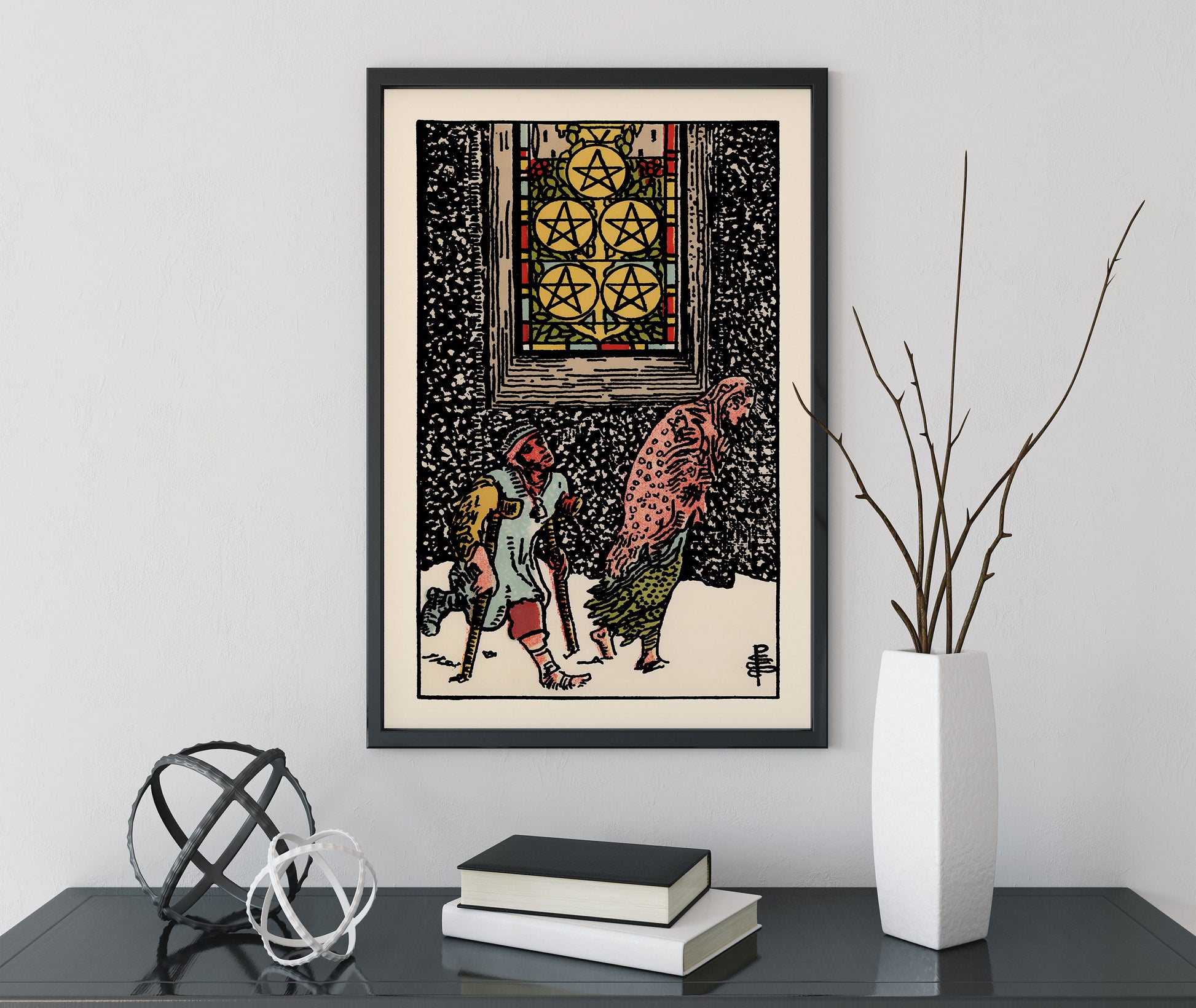 Five of Pentacles- Tarot Card Print - The Five of Pentacles Card Poster, No Frame
