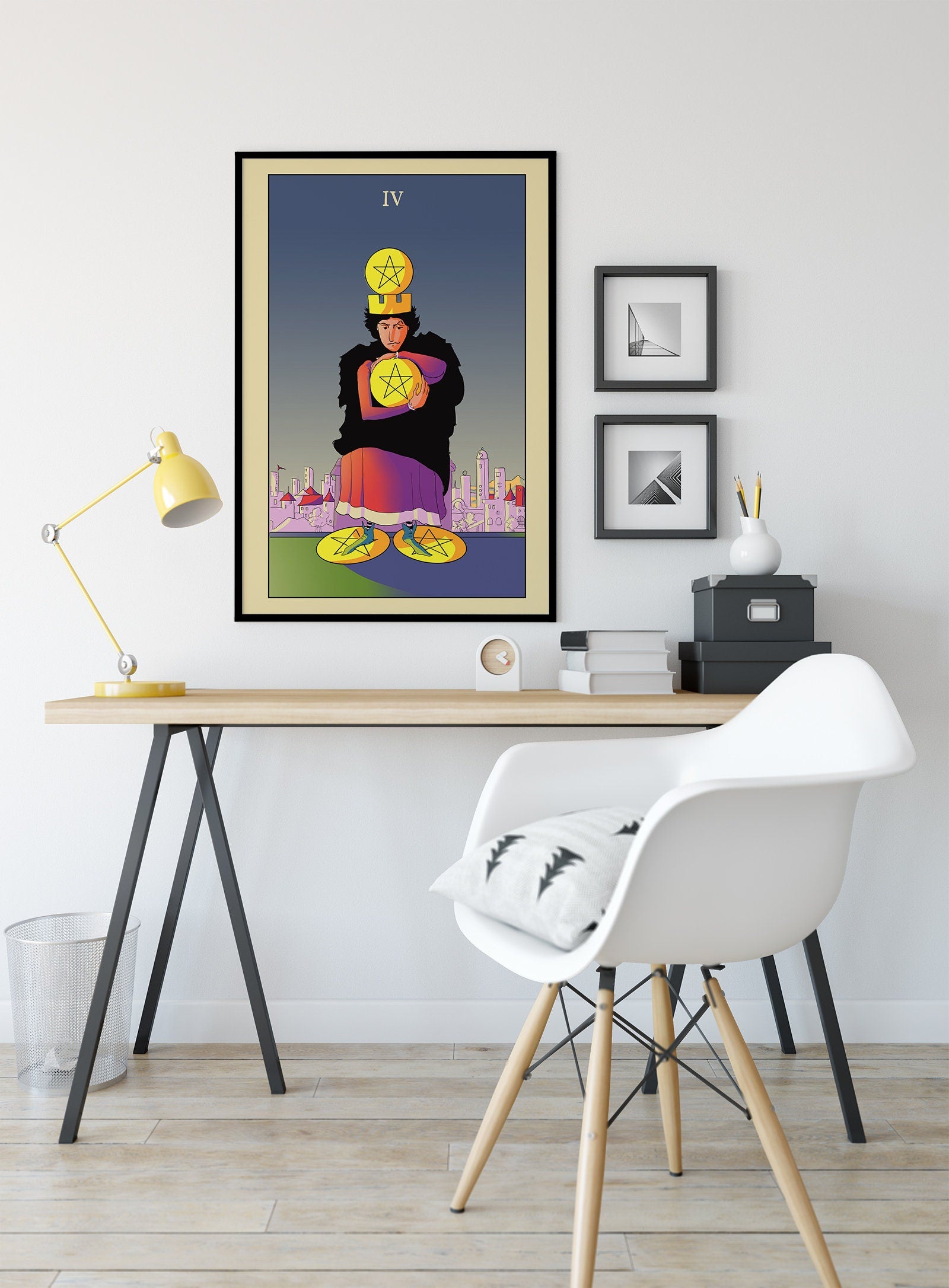 Four of Pentacles- Tarot Card Print from the Green Menagerie Tarot - The Four of Pentacles Card Poster, No Frame