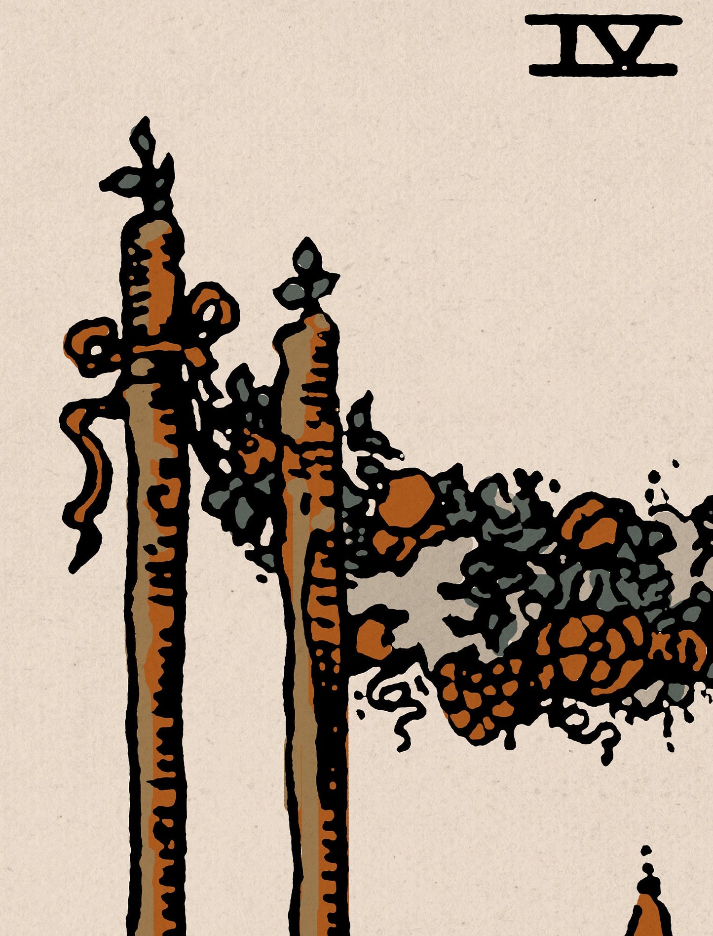 Four of Wands - Tarot Card Print - The 4 of Wands Card Natural Vibe Poster, No Frame