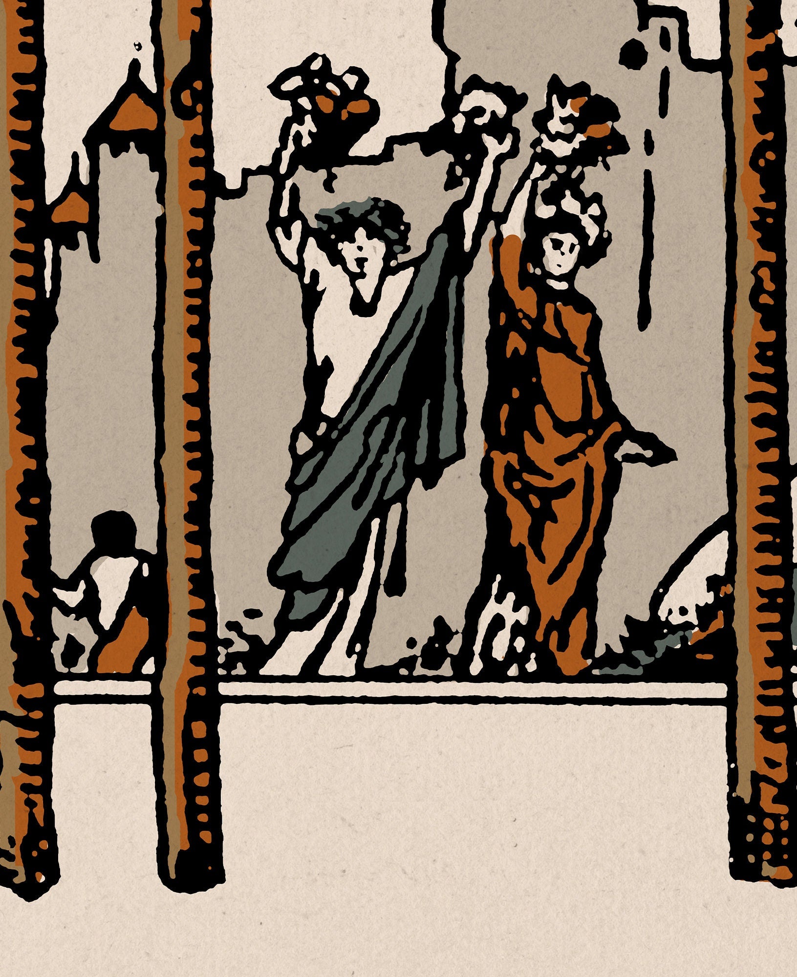 Four of Wands - Tarot Card Print - The 4 of Wands Card Natural Vibe Poster, No Frame