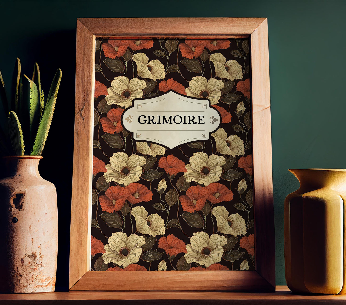 Grimoire Book Cover Print - Book of Shadows Poster, No Frame