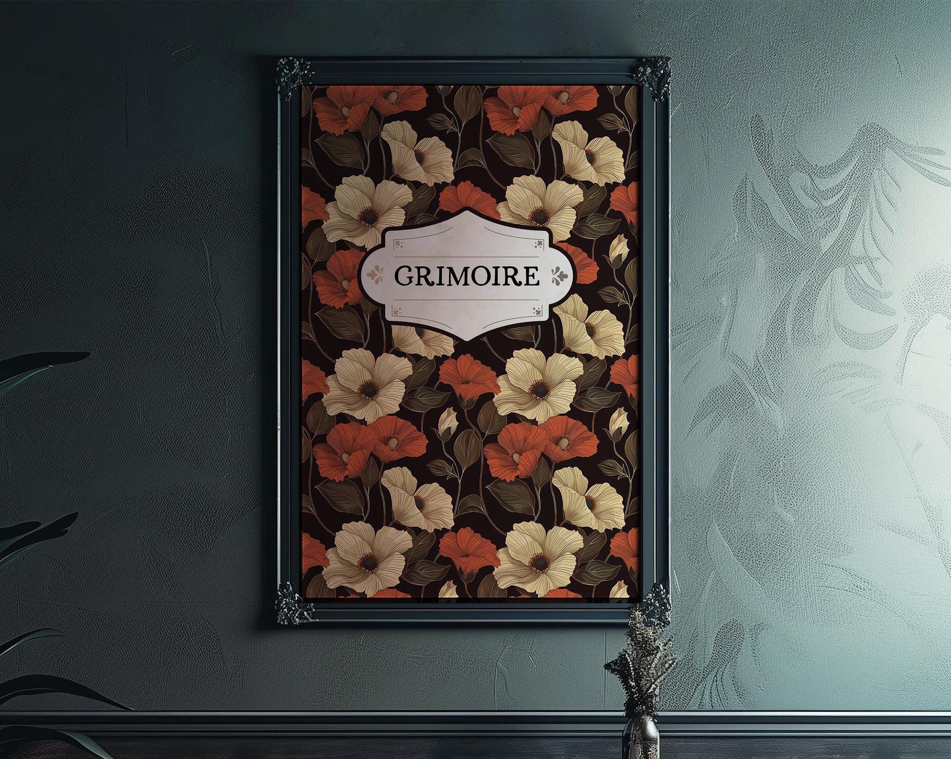 Grimoire Book Cover Print - Book of Shadows Poster, No Frame