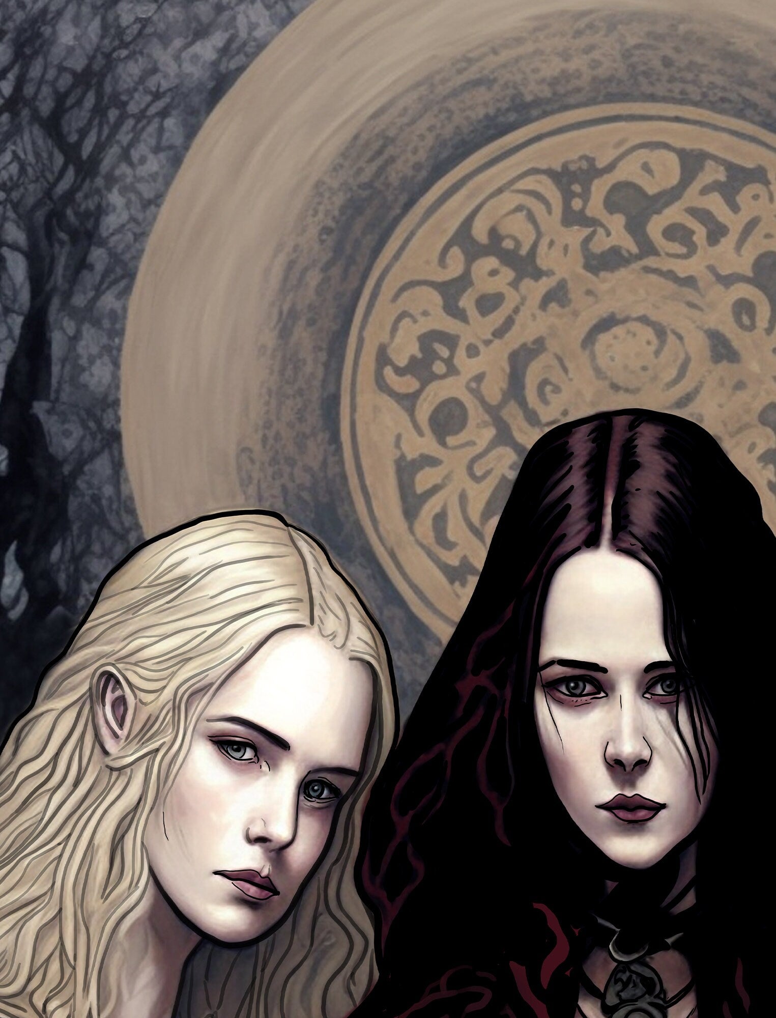 Hecate Moon Goddess Poster - Painted - Wiccan Triple Goddess Print - Hekate Witchy Painted Print, No Frame