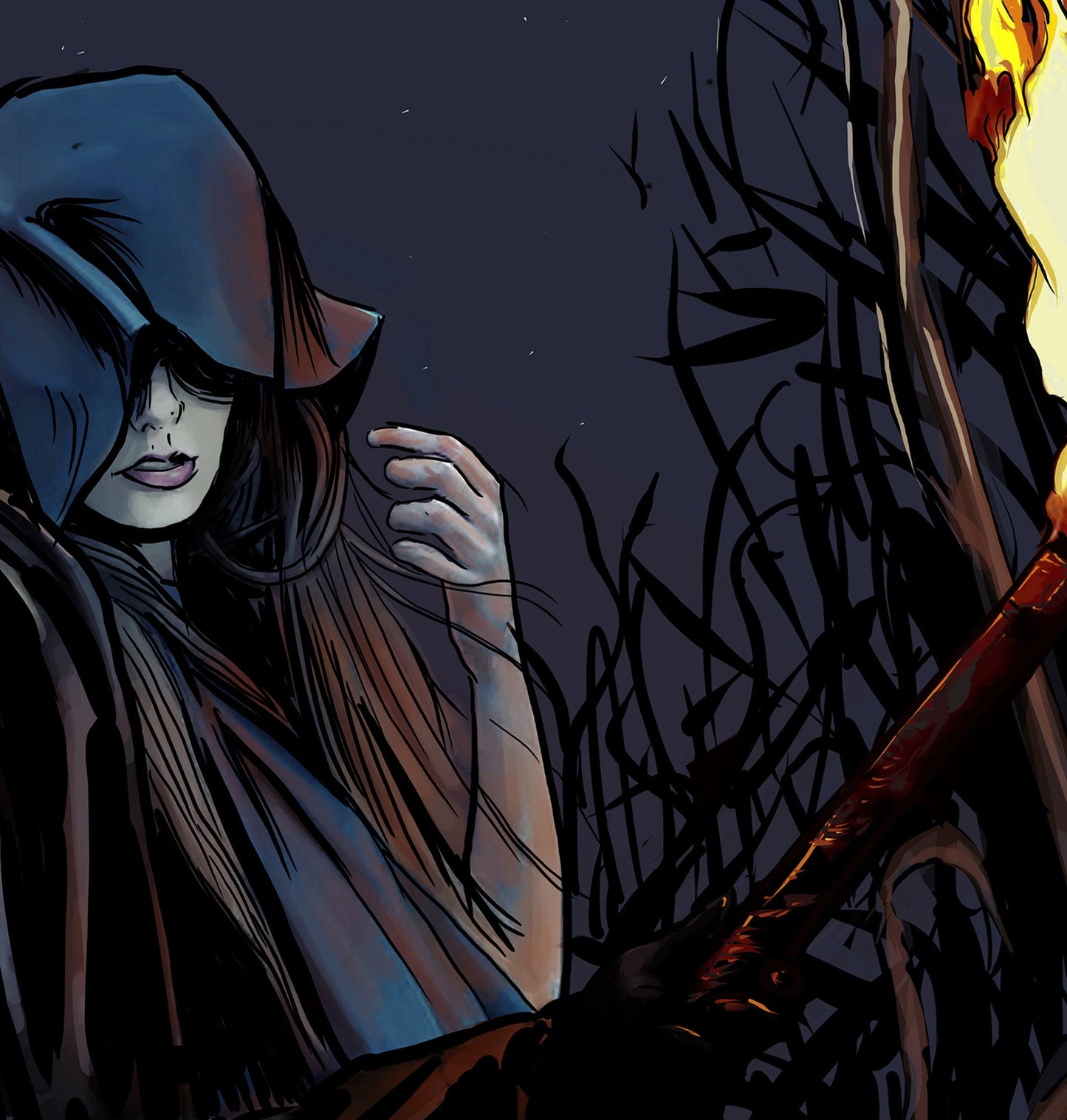 Hecate Moon Goddess Poster - Painted - Wiccan Triple Goddess Tapestry - Hekate Witchy Painted Print, No Frame