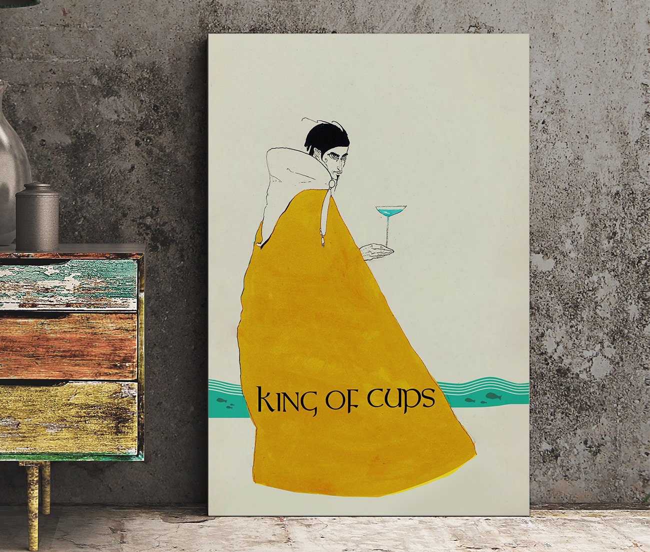 King of Cups- Tarot Card Print From the Green Menagerie Deck Coming to Kickstarter Soon - The King of Cups Card Poster, No Frame