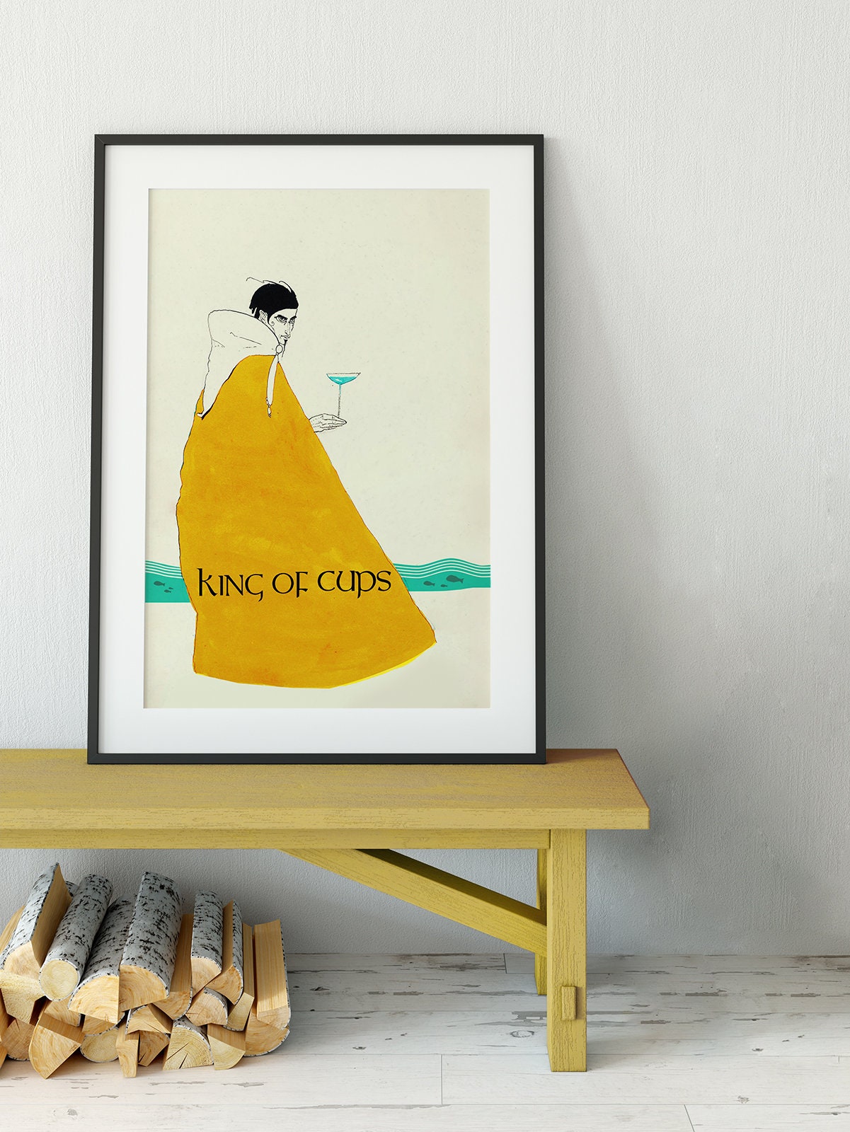 King of Cups- Tarot Card Print From the Green Menagerie Deck Coming to Kickstarter Soon - The King of Cups Card Poster, No Frame